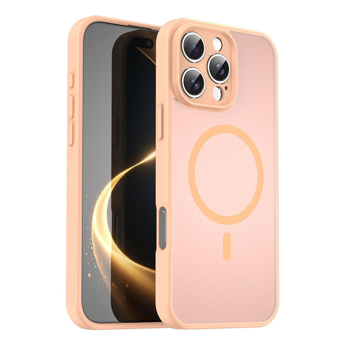 For iPhone 16 Pro Max Fanying Series Precision Camera Hole PC Hybrid TPU Translucent Frosted Magnetic Phone Case - Rouge Powder - EDA009893315I