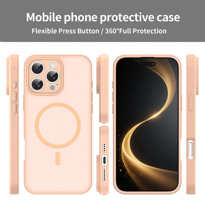 For iPhone 16 Pro Max Fanying Series Precision Camera Hole PC Hybrid TPU Translucent Frosted Magnetic Phone Case - Rouge Powder - EDA009893315I