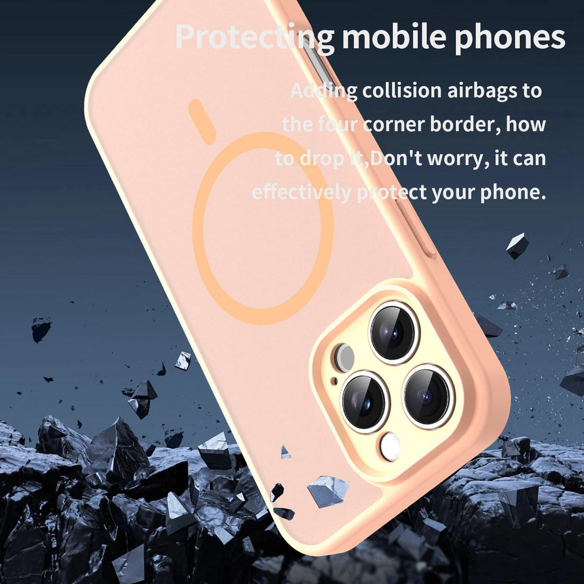For iPhone 16 Pro Max Fanying Series Precision Camera Hole PC Hybrid TPU Translucent Frosted Magnetic Phone Case - Rouge Powder - EDA009893315I