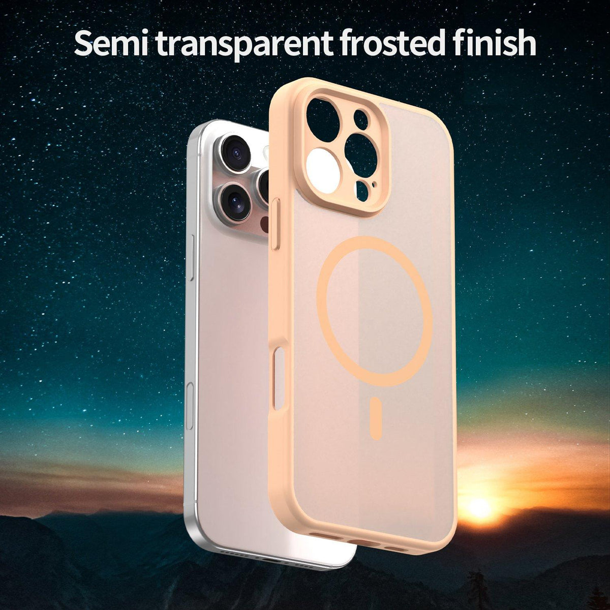 For iPhone 16 Pro Max Fanying Series Precision Camera Hole PC Hybrid TPU Translucent Frosted Magnetic Phone Case - Rouge Powder - EDA009893315I