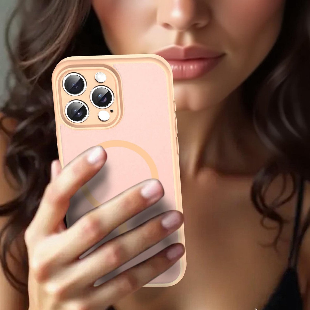For iPhone 16 Pro Max Fanying Series Precision Camera Hole PC Hybrid TPU Translucent Frosted Magnetic Phone Case - Rouge Powder - EDA009893315I