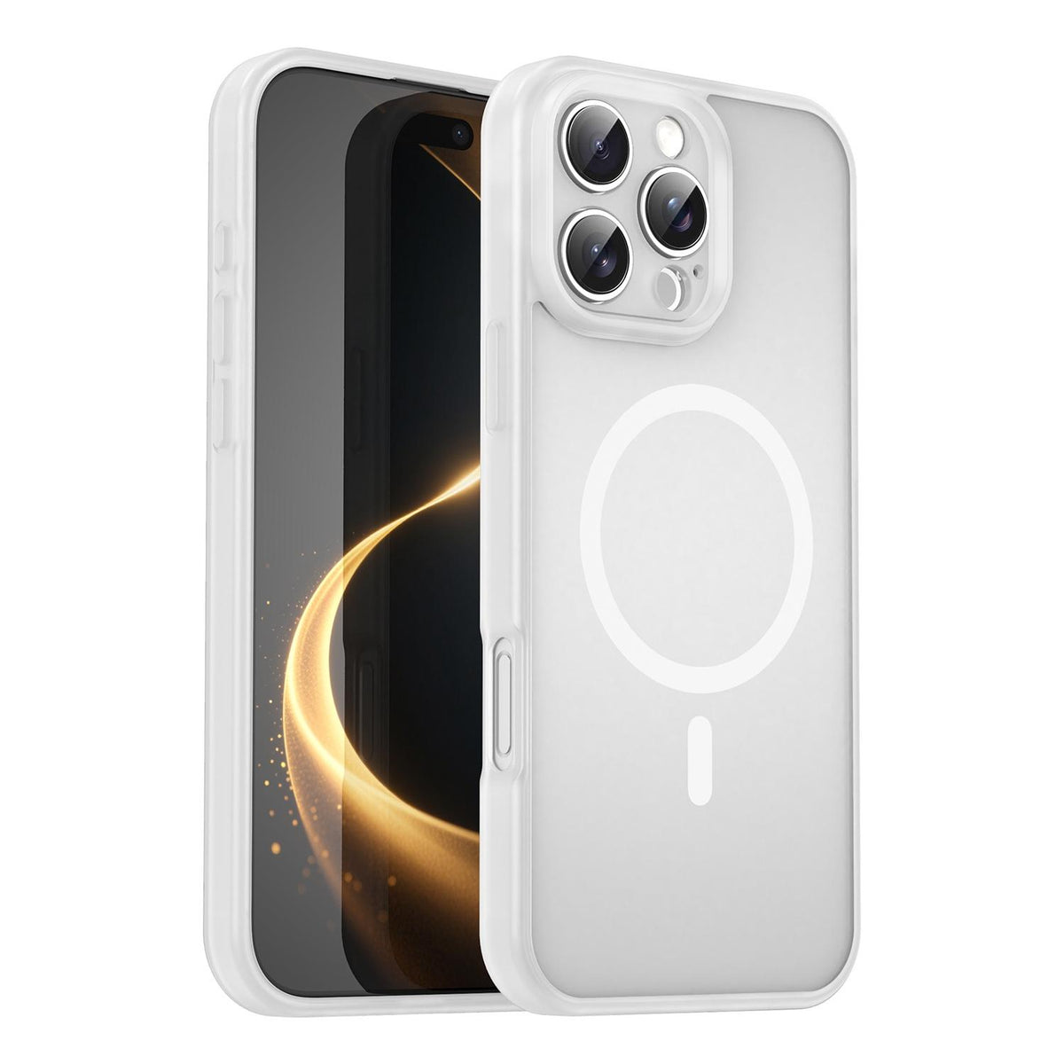 For iPhone 16 Pro Max Fanying Series Precision Camera Hole PC Hybrid TPU Translucent Frosted Magnetic Phone Case - Matte White - EDA009893315J