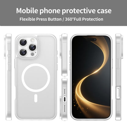 For iPhone 16 Pro Max Fanying Series Precision Camera Hole PC Hybrid TPU Translucent Frosted Magnetic Phone Case - Matte White - EDA009893315J