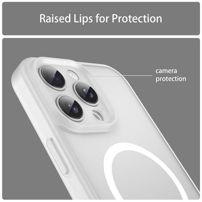 For iPhone 16 Pro Max Fanying Series Precision Camera Hole PC Hybrid TPU Translucent Frosted Magnetic Phone Case - Matte White - EDA009893315J