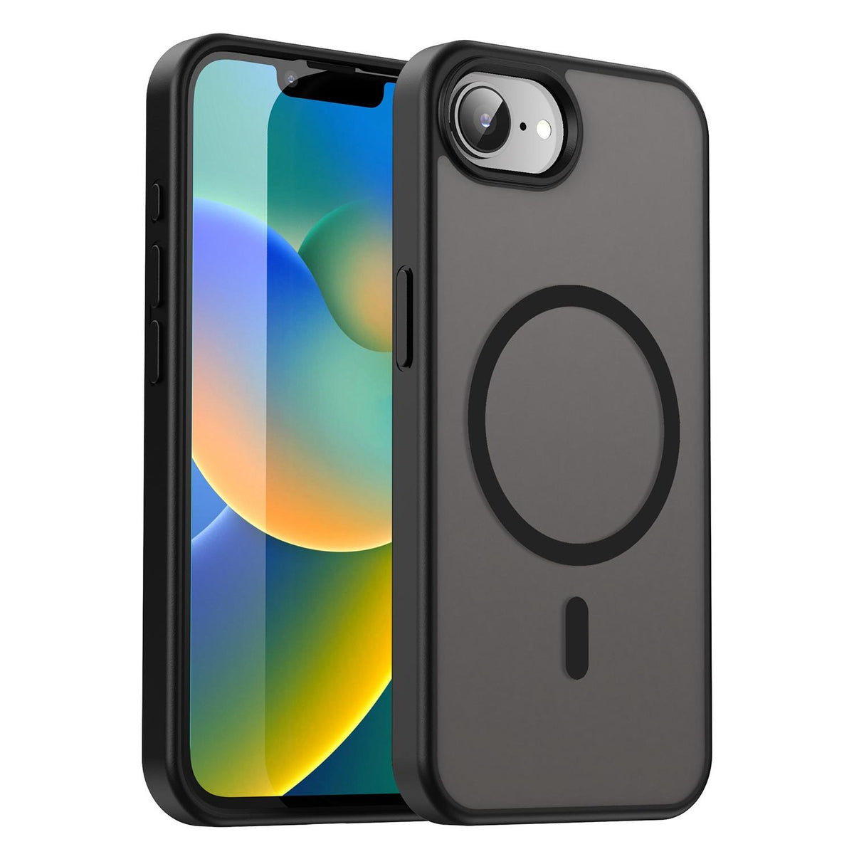 For iPhone 16e / 17e Fanying Series Precision Camera Hole PC Hybrid TPU Translucent Frosted Magnetic Phone Case - Translucent Black - EDA009893316A