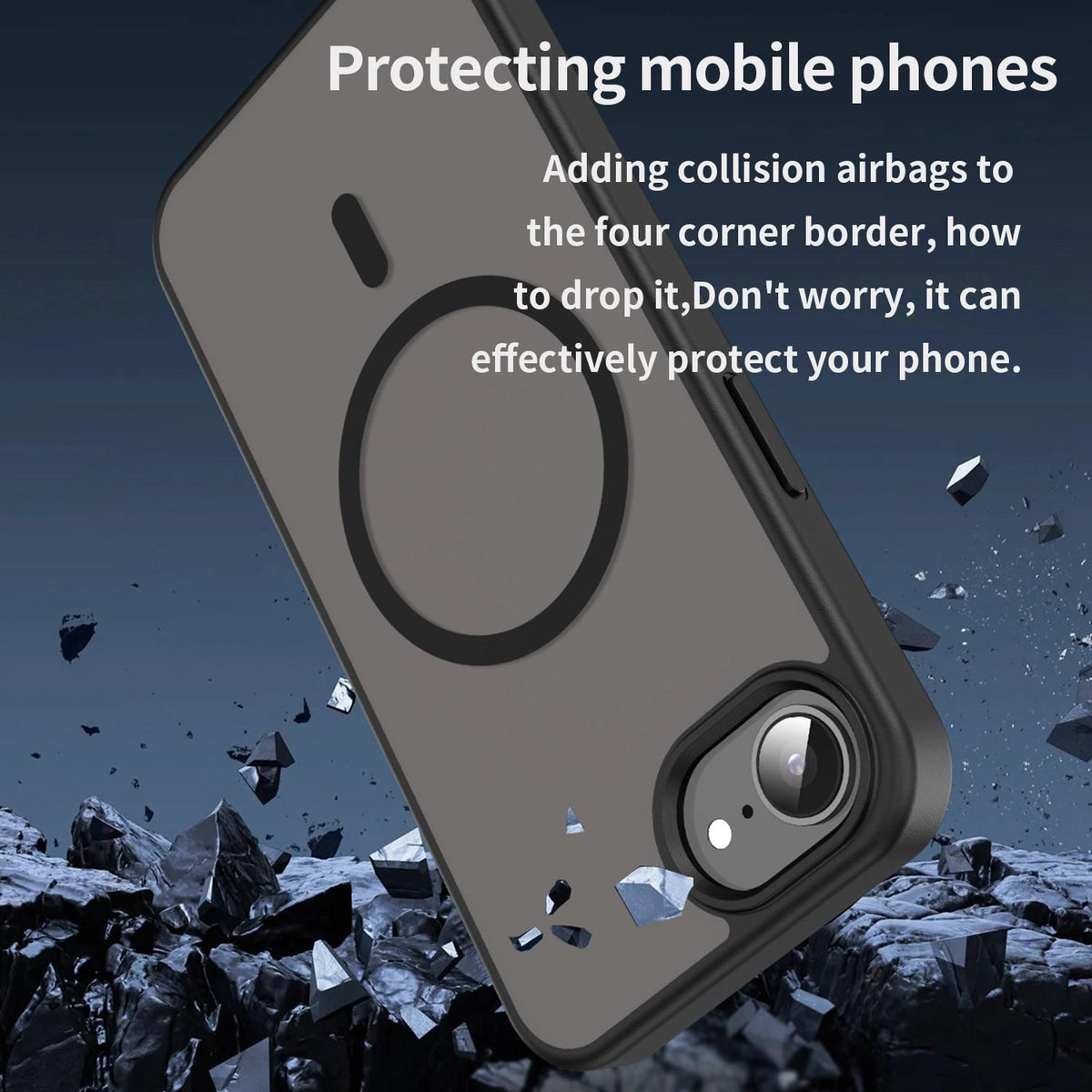 For iPhone 16e / 17e Fanying Series Precision Camera Hole PC Hybrid TPU Translucent Frosted Magnetic Phone Case - Translucent Black - EDA009893316A