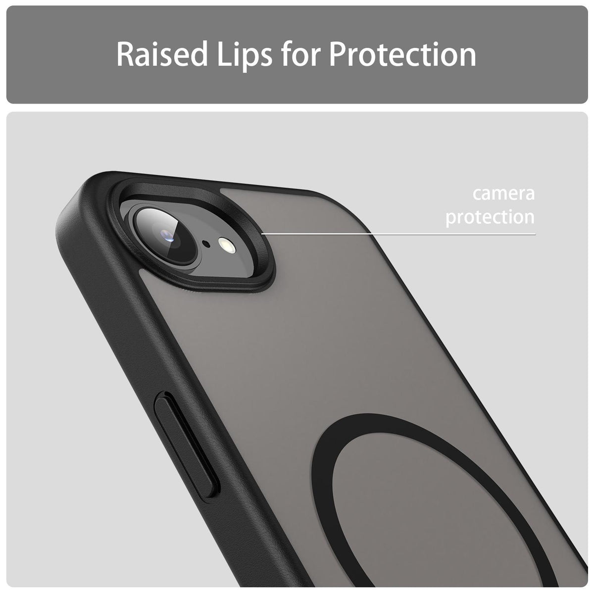 For iPhone 16e / 17e Fanying Series Precision Camera Hole PC Hybrid TPU Translucent Frosted Magnetic Phone Case - Translucent Black - EDA009893316A
