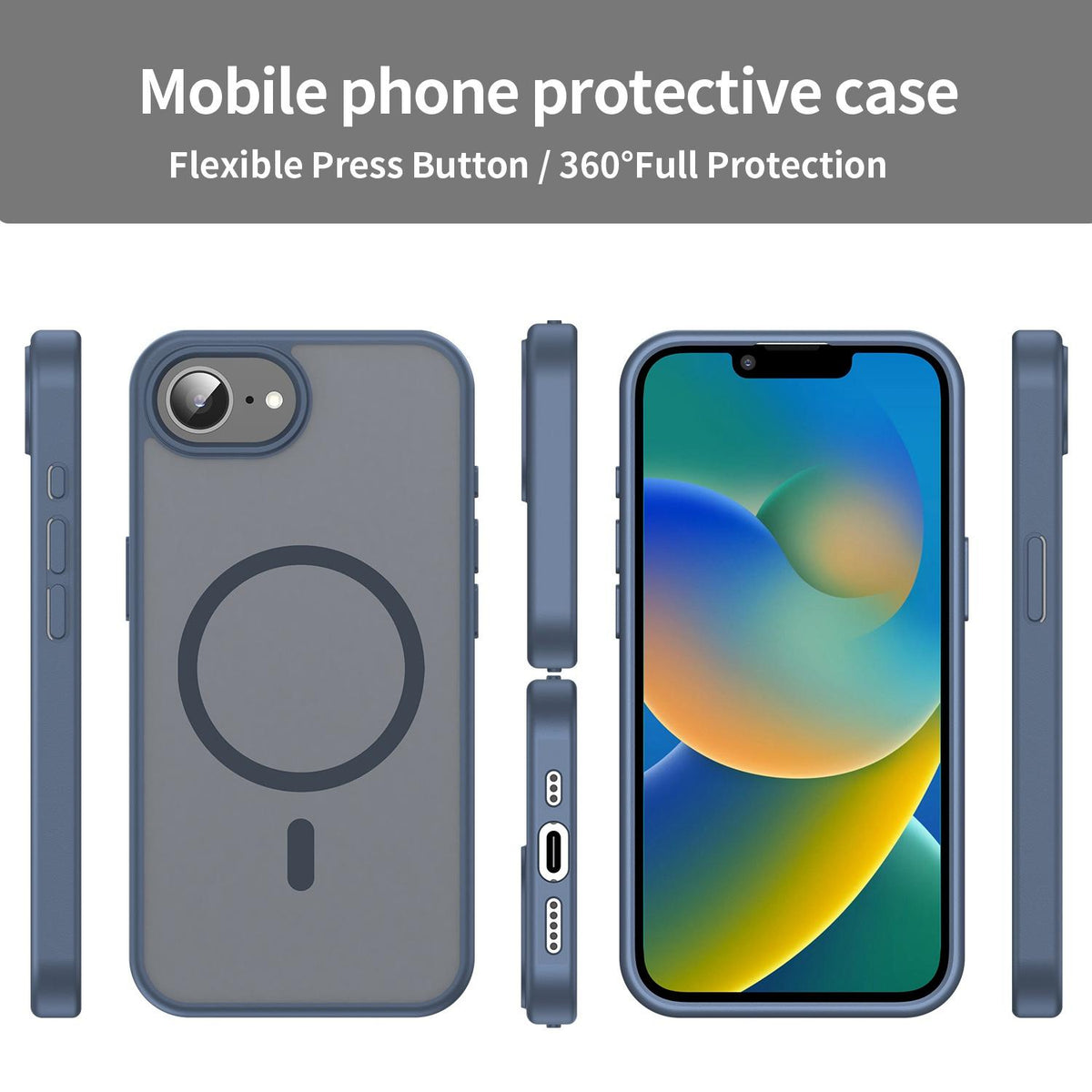 For iPhone 16e / 17e Fanying Series Precision Camera Hole PC Hybrid TPU Translucent Frosted Magnetic Phone Case - Cyan Blue - EDA009893316C