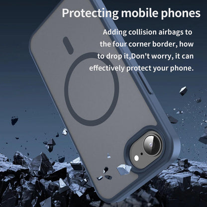 For iPhone 16e / 17e Fanying Series Precision Camera Hole PC Hybrid TPU Translucent Frosted Magnetic Phone Case - Cyan Blue - EDA009893316C