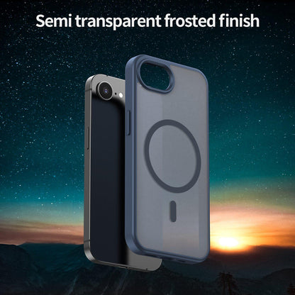 For iPhone 16e / 17e Fanying Series Precision Camera Hole PC Hybrid TPU Translucent Frosted Magnetic Phone Case - Cyan Blue - EDA009893316C
