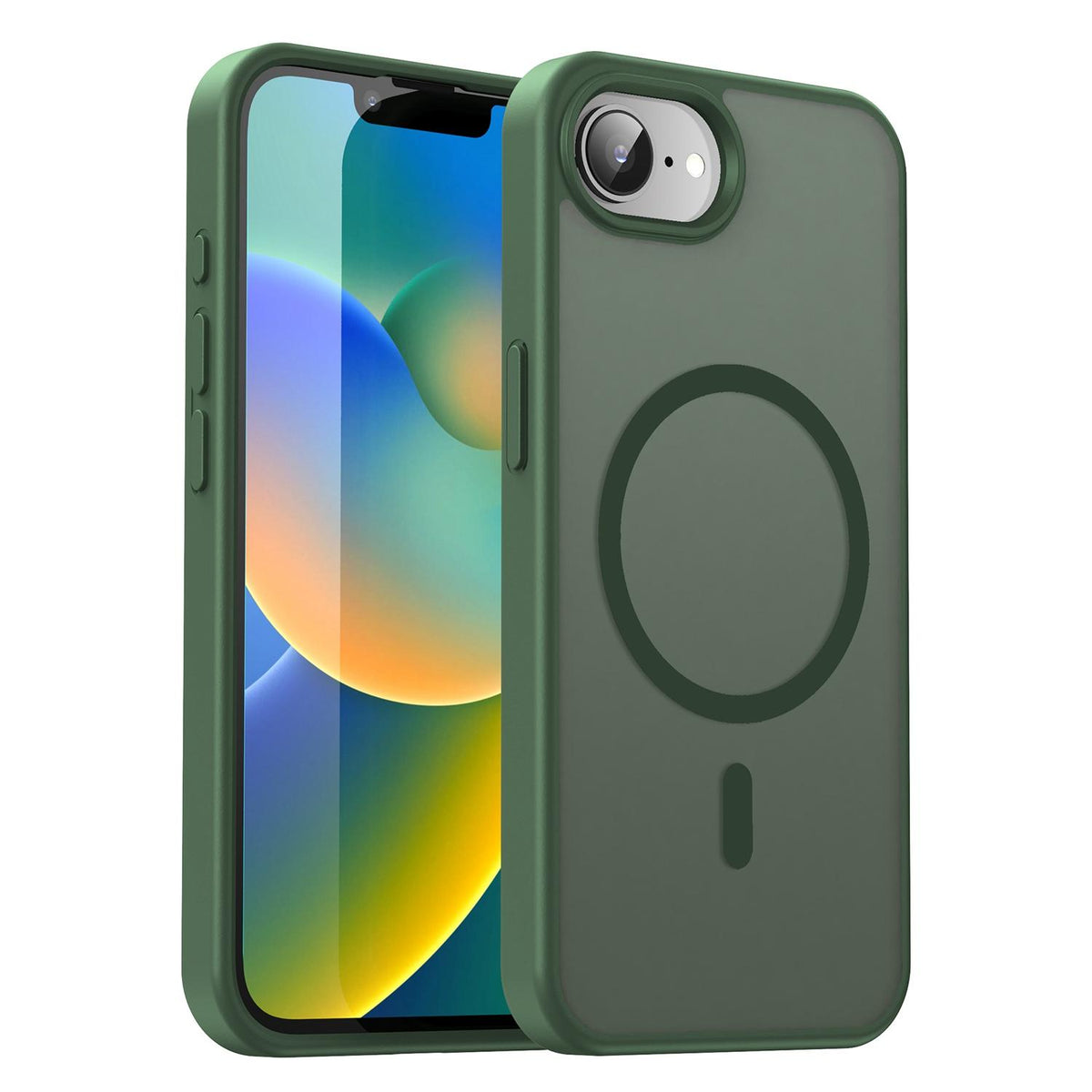 For iPhone 16e / 17e Fanying Series Precision Camera Hole PC Hybrid TPU Translucent Frosted Magnetic Phone Case - Olive Green - EDA009893316D