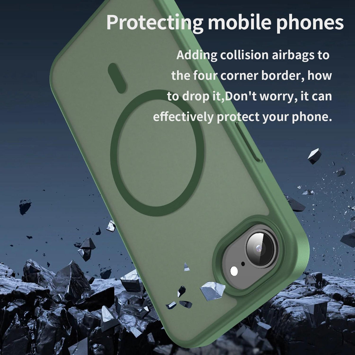 For iPhone 16e / 17e Fanying Series Precision Camera Hole PC Hybrid TPU Translucent Frosted Magnetic Phone Case - Olive Green - EDA009893316D