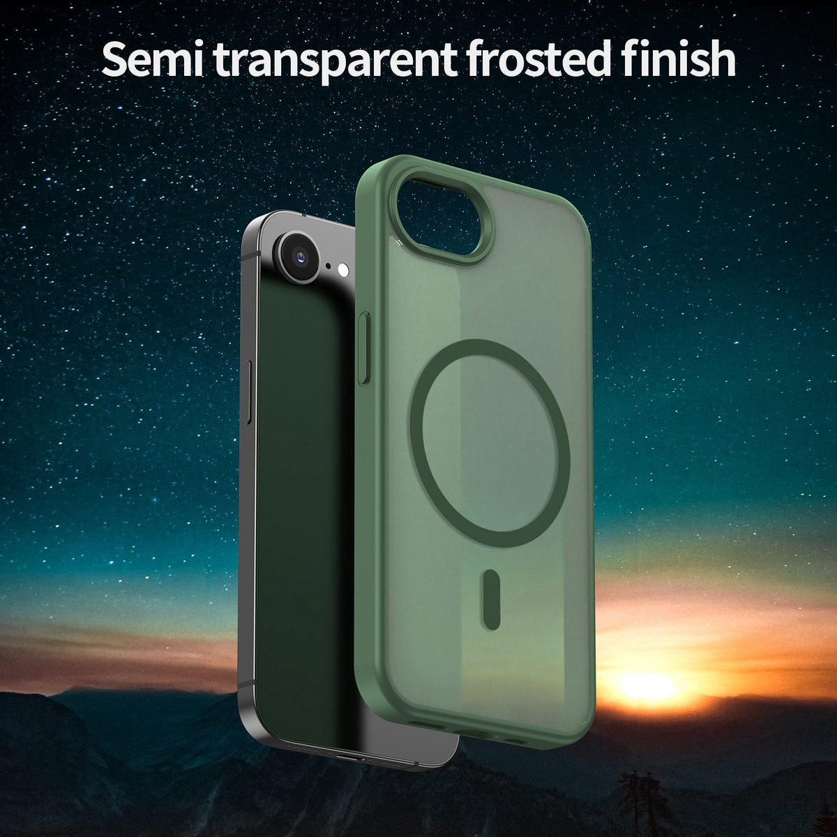 For iPhone 16e / 17e Fanying Series Precision Camera Hole PC Hybrid TPU Translucent Frosted Magnetic Phone Case - Olive Green - EDA009893316D