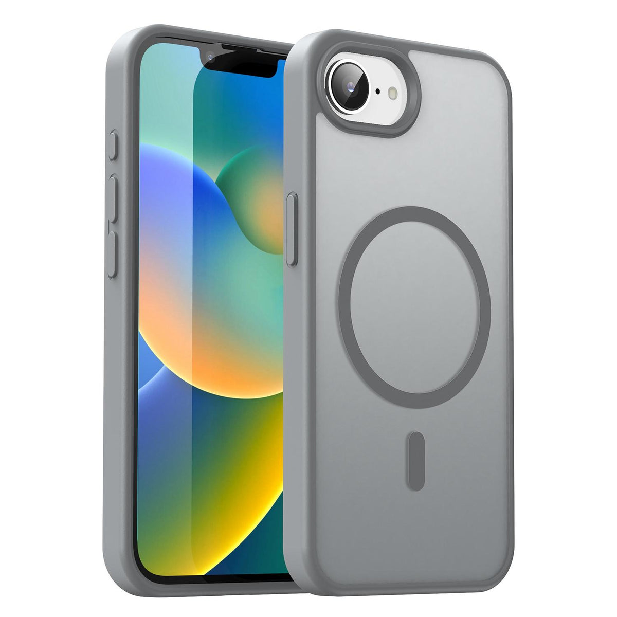 For iPhone 16e / 17e Fanying Series Precision Camera Hole PC Hybrid TPU Translucent Frosted Magnetic Phone Case - Silver Grey - EDA009893316F