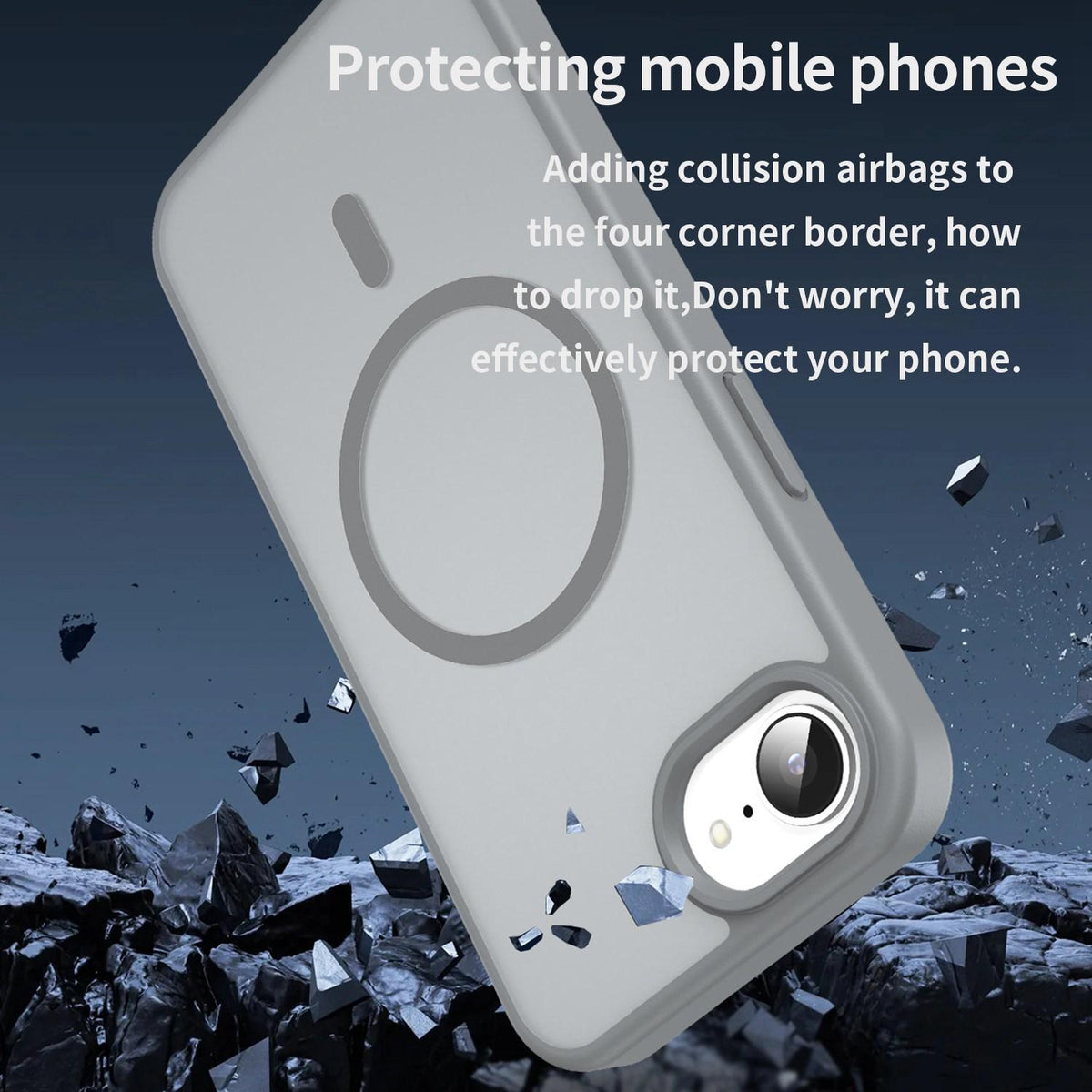 For iPhone 16e / 17e Fanying Series Precision Camera Hole PC Hybrid TPU Translucent Frosted Magnetic Phone Case - Silver Grey - EDA009893316F