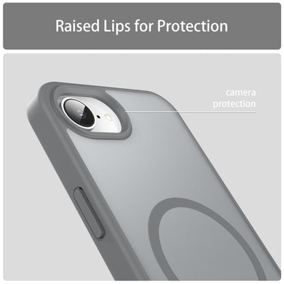 For iPhone 16e / 17e Fanying Series Precision Camera Hole PC Hybrid TPU Translucent Frosted Magnetic Phone Case - Silver Grey - EDA009893316F