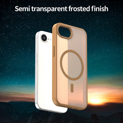 For iPhone 16e / 17e Fanying Series Precision Camera Hole PC Hybrid TPU Translucent Frosted Magnetic Phone Case - Desert Gold - EDA009893316G