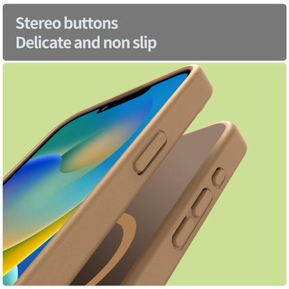For iPhone 16e / 17e Fanying Series Precision Camera Hole PC Hybrid TPU Translucent Frosted Magnetic Phone Case - Desert Gold - EDA009893316G