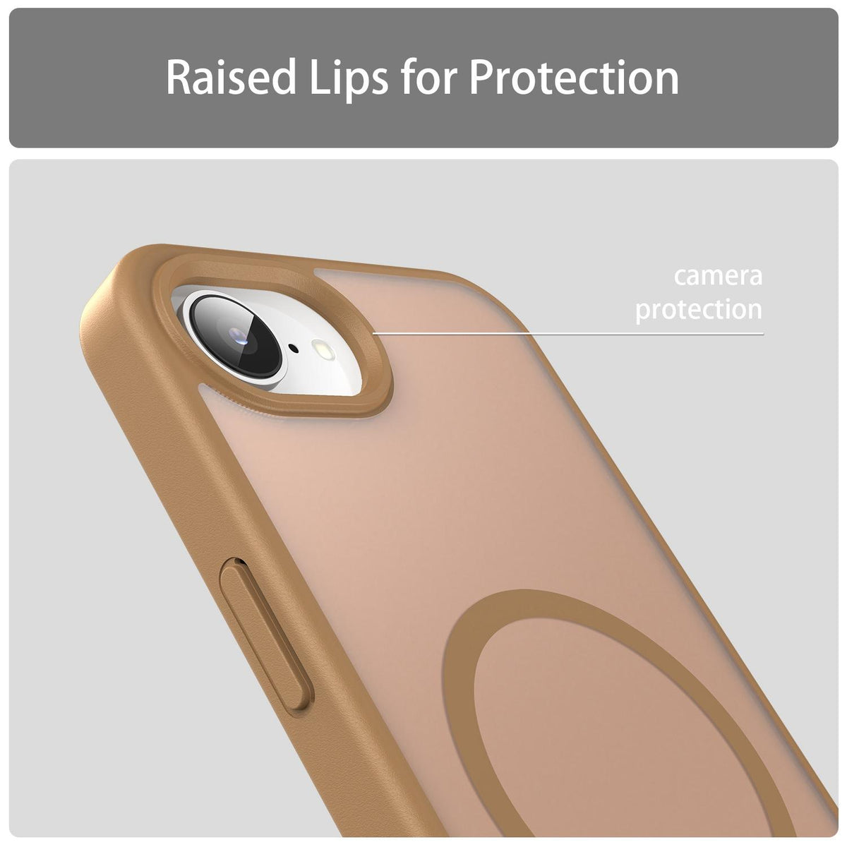 For iPhone 16e / 17e Fanying Series Precision Camera Hole PC Hybrid TPU Translucent Frosted Magnetic Phone Case - Desert Gold - EDA009893316G