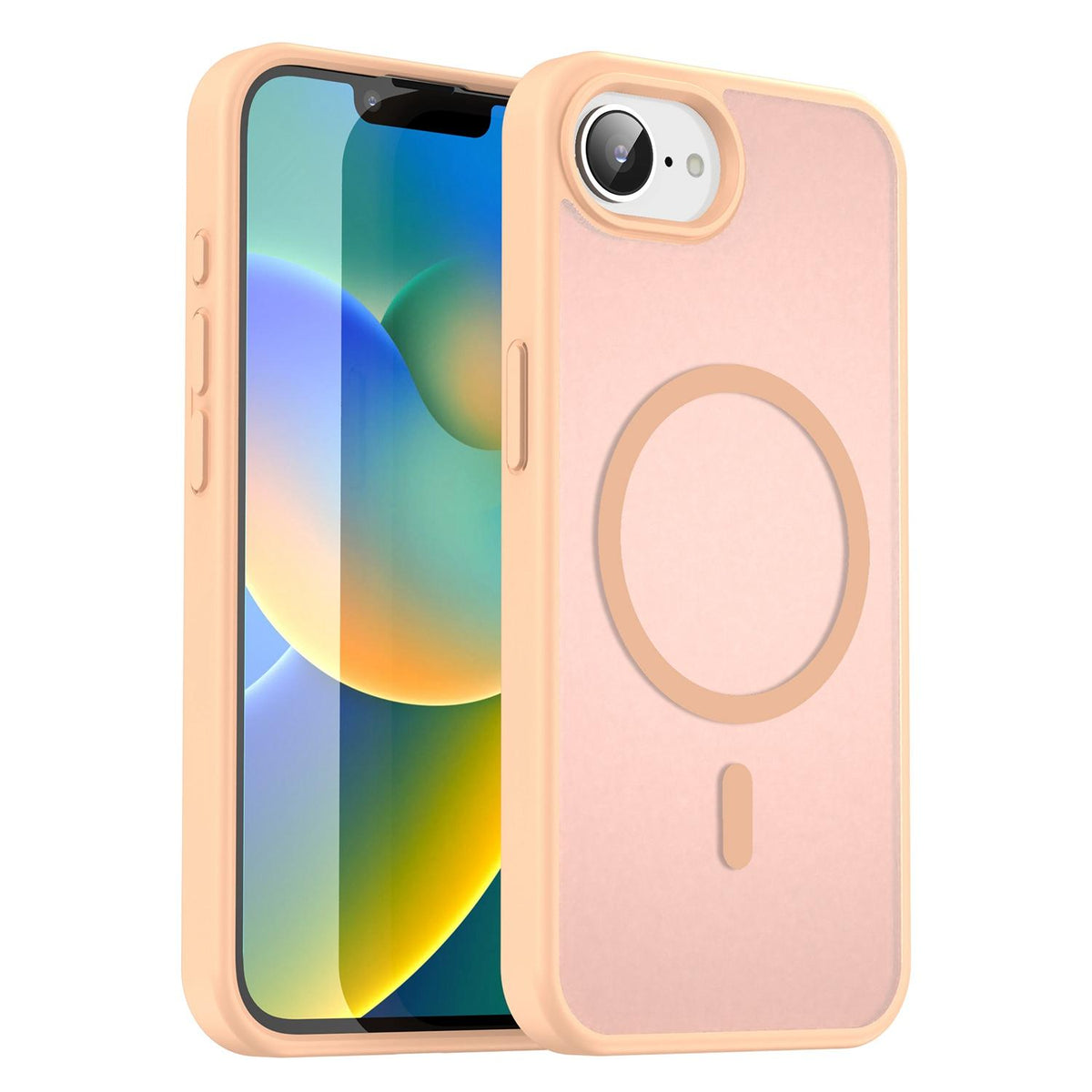 For iPhone 16e / 17e Fanying Series Precision Camera Hole PC Hybrid TPU Translucent Frosted Magnetic Phone Case - Rouge Powder - EDA009893316I