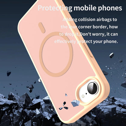 For iPhone 16e / 17e Fanying Series Precision Camera Hole PC Hybrid TPU Translucent Frosted Magnetic Phone Case - Rouge Powder - EDA009893316I