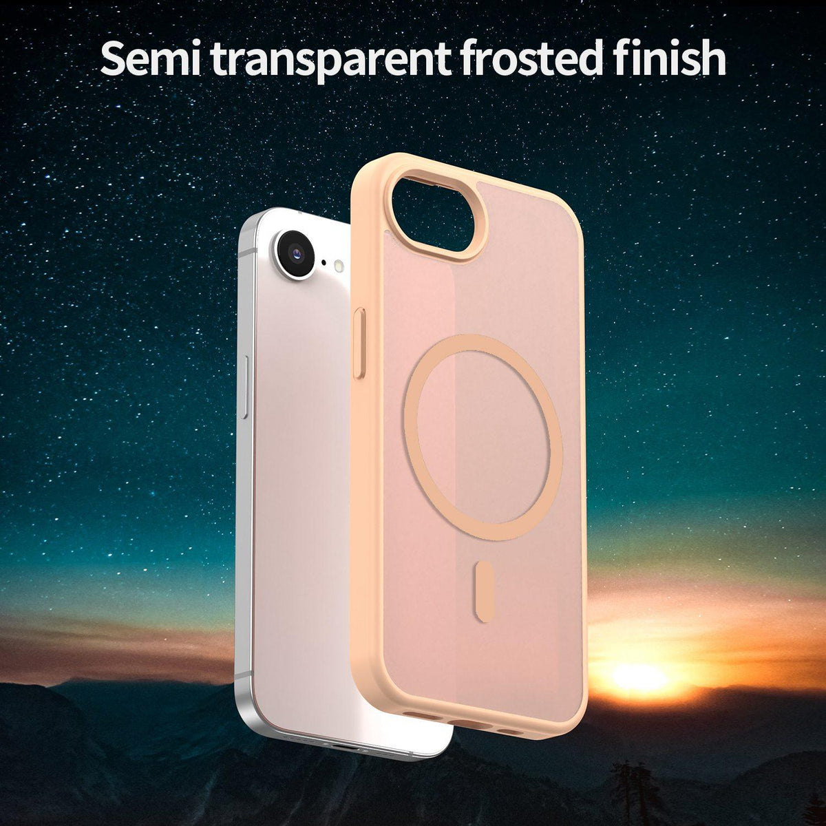 For iPhone 16e / 17e Fanying Series Precision Camera Hole PC Hybrid TPU Translucent Frosted Magnetic Phone Case - Rouge Powder - EDA009893316I