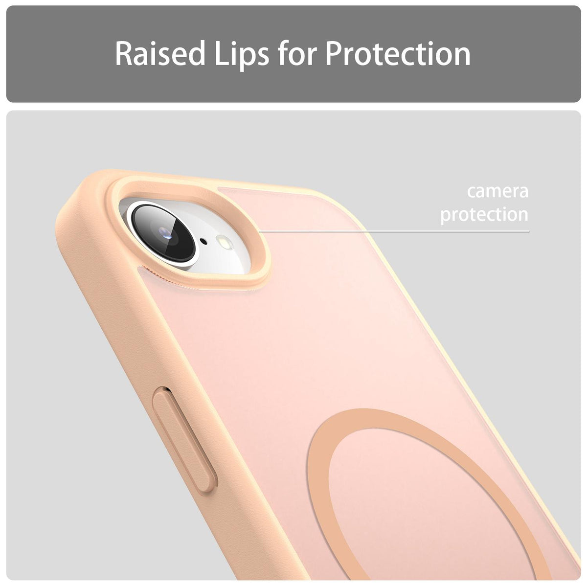 For iPhone 16e / 17e Fanying Series Precision Camera Hole PC Hybrid TPU Translucent Frosted Magnetic Phone Case - Rouge Powder - EDA009893316I