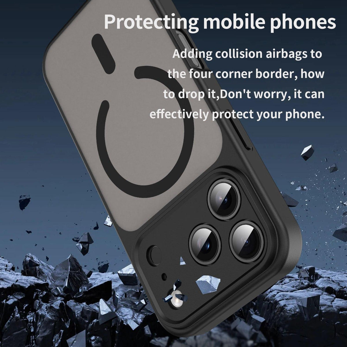 For iPhone 17 Pro Fanying Series Precision Camera Hole PC Hybrid TPU Translucent Frosted Magnetic Phone Case - Translucent Black - EDA009893319A