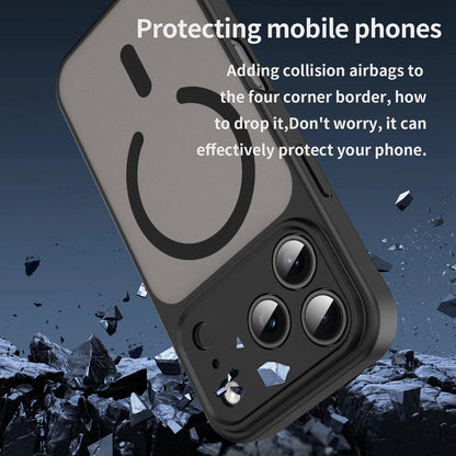 For iPhone 17 Pro Fanying Series Precision Camera Hole PC Hybrid TPU Translucent Frosted Magnetic Phone Case - Translucent Black - EDA009893319A