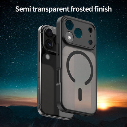 For iPhone 17 Pro Fanying Series Precision Camera Hole PC Hybrid TPU Translucent Frosted Magnetic Phone Case - Translucent Black - EDA009893319A