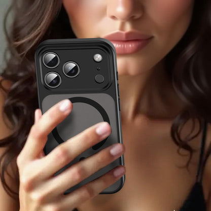 For iPhone 17 Pro Fanying Series Precision Camera Hole PC Hybrid TPU Translucent Frosted Magnetic Phone Case - Translucent Black - EDA009893319A