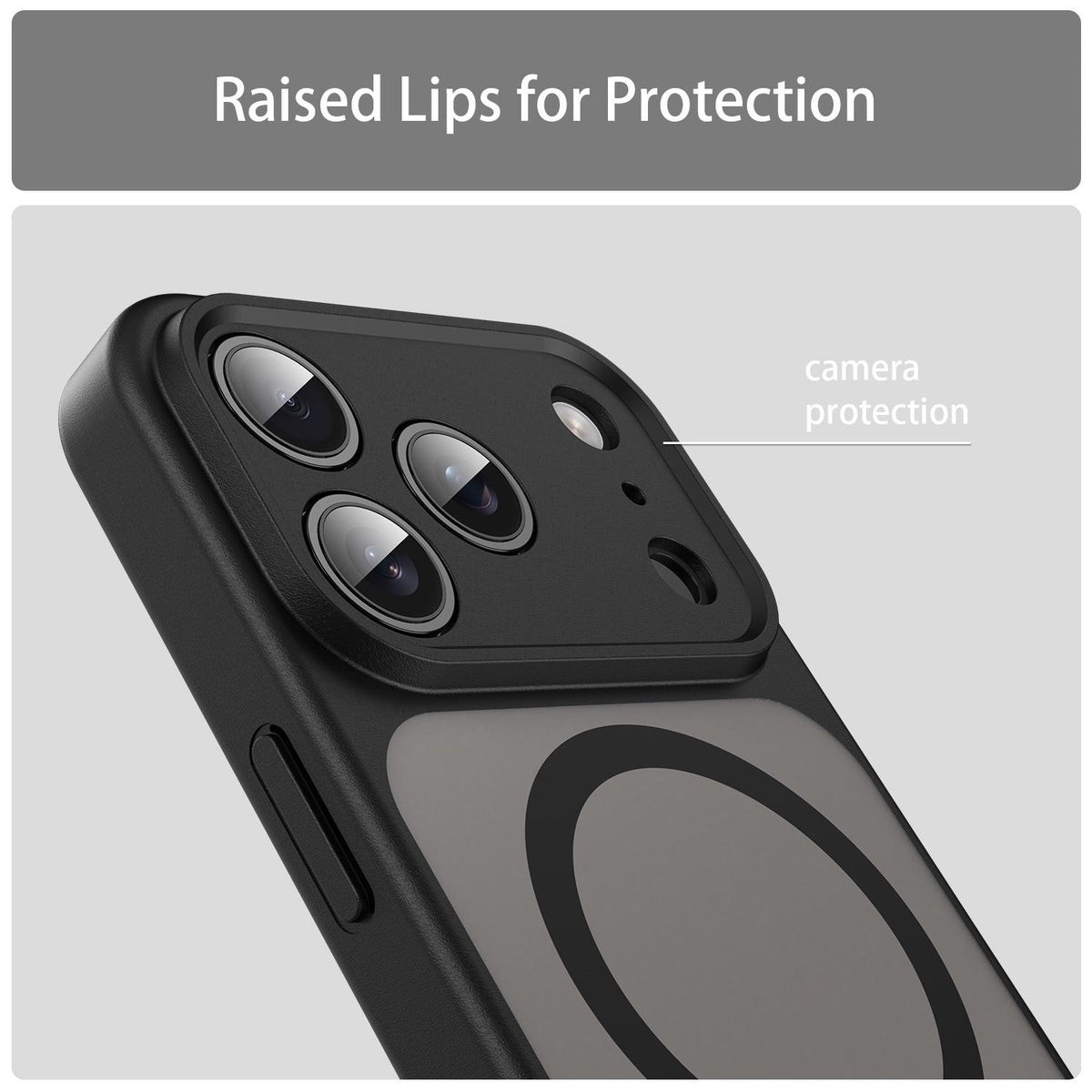 For iPhone 17 Pro Fanying Series Precision Camera Hole PC Hybrid TPU Translucent Frosted Magnetic Phone Case - Translucent Black - EDA009893319A
