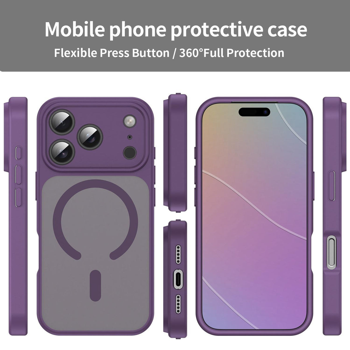 For iPhone 17 Pro Fanying Series Precision Camera Hole PC Hybrid TPU Translucent Frosted Magnetic Phone Case - Crystal Purple - EDA009893319B