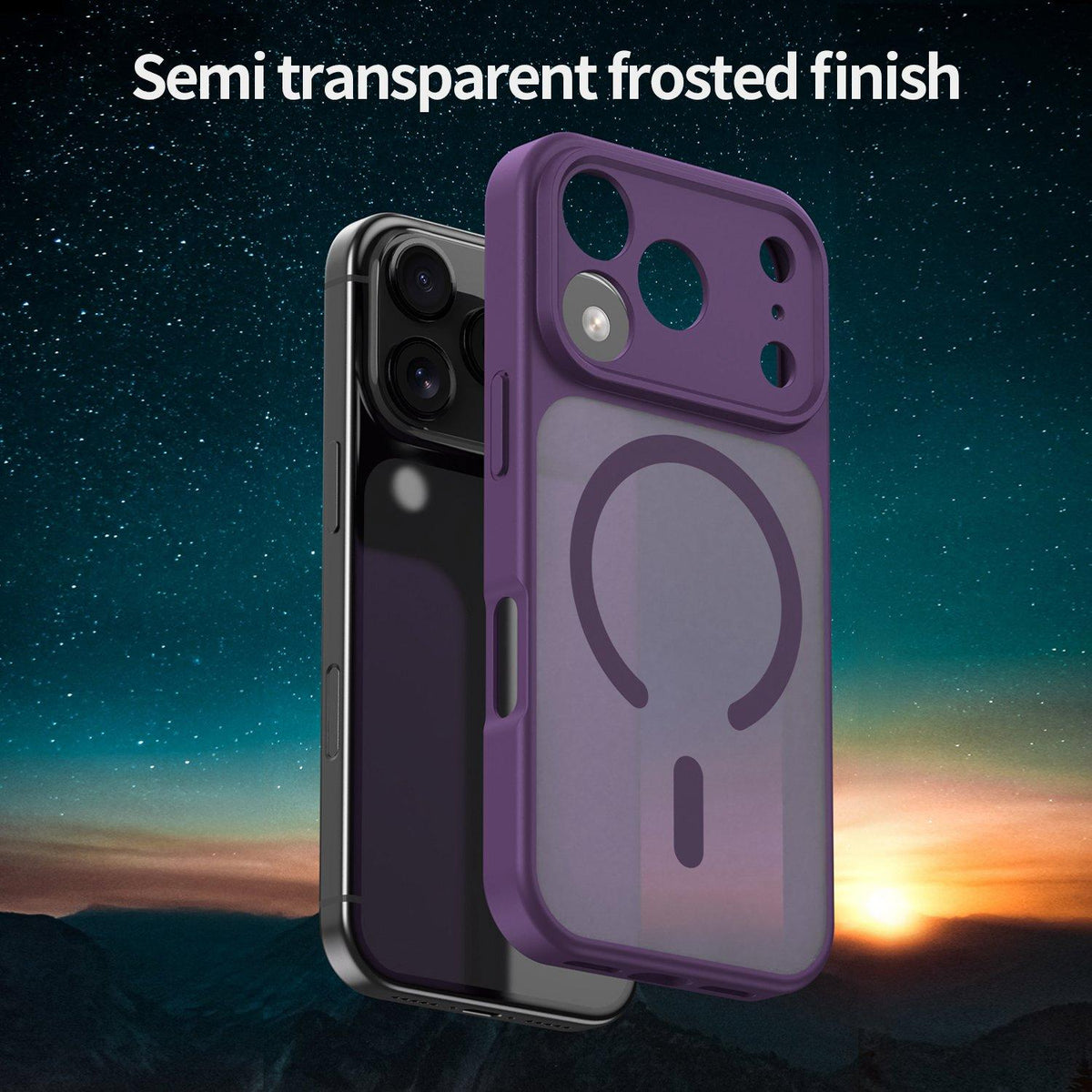 For iPhone 17 Pro Fanying Series Precision Camera Hole PC Hybrid TPU Translucent Frosted Magnetic Phone Case - Crystal Purple - EDA009893319B