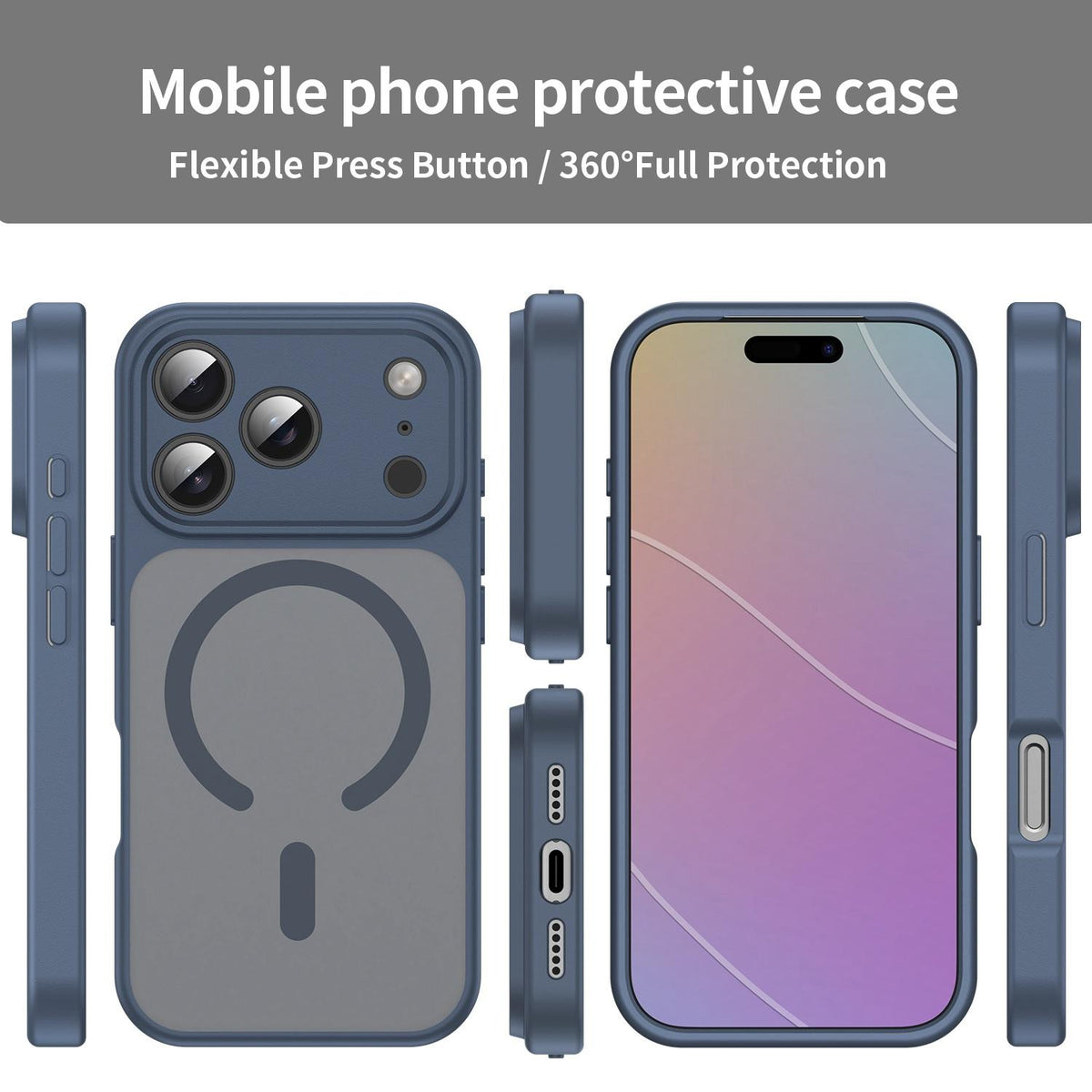 For iPhone 17 Pro Fanying Series Precision Camera Hole PC Hybrid TPU Translucent Frosted Magnetic Phone Case - Cyan Blue - EDA009893319C