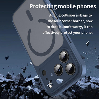 For iPhone 17 Pro Fanying Series Precision Camera Hole PC Hybrid TPU Translucent Frosted Magnetic Phone Case - Cyan Blue - EDA009893319C