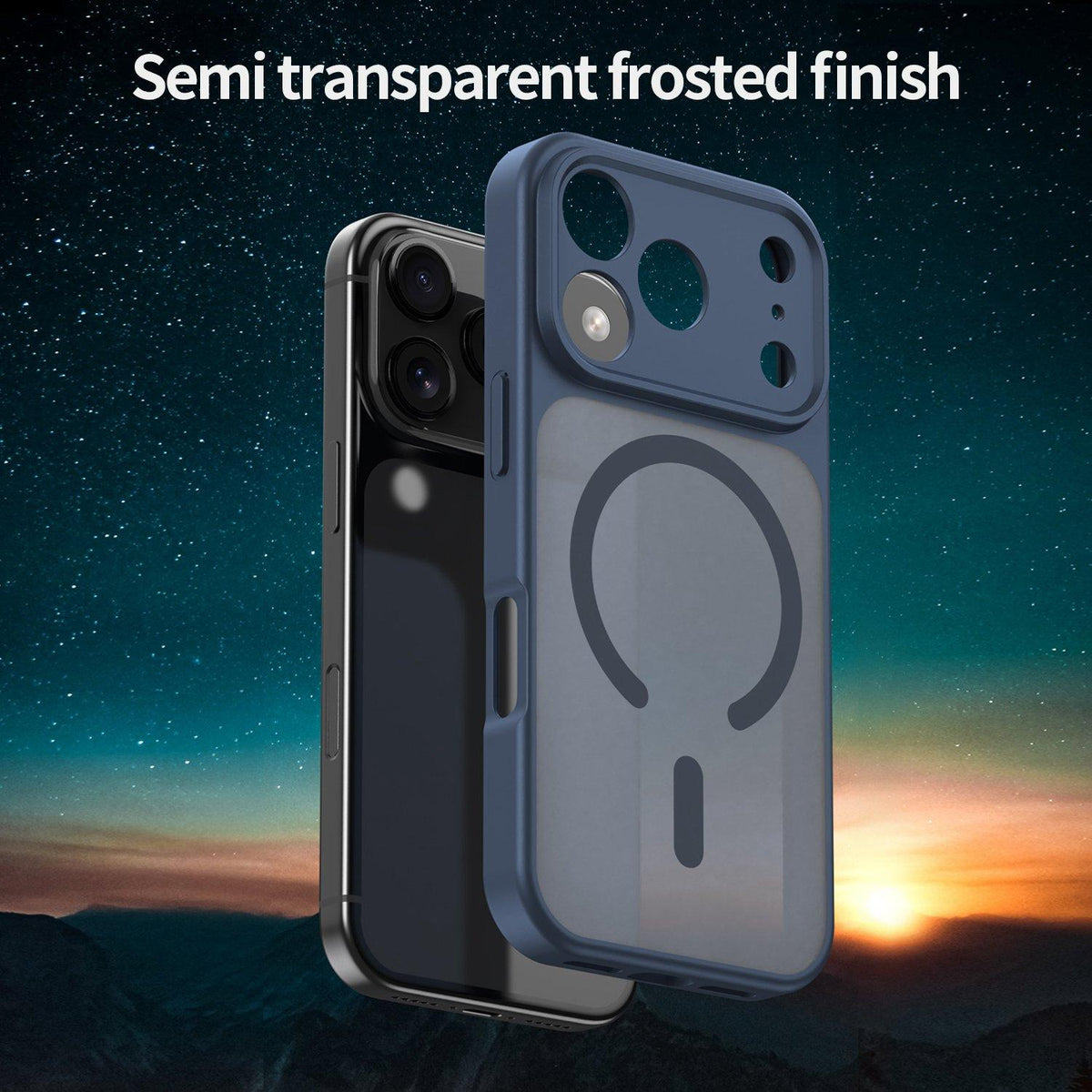 For iPhone 17 Pro Fanying Series Precision Camera Hole PC Hybrid TPU Translucent Frosted Magnetic Phone Case - Cyan Blue - EDA009893319C