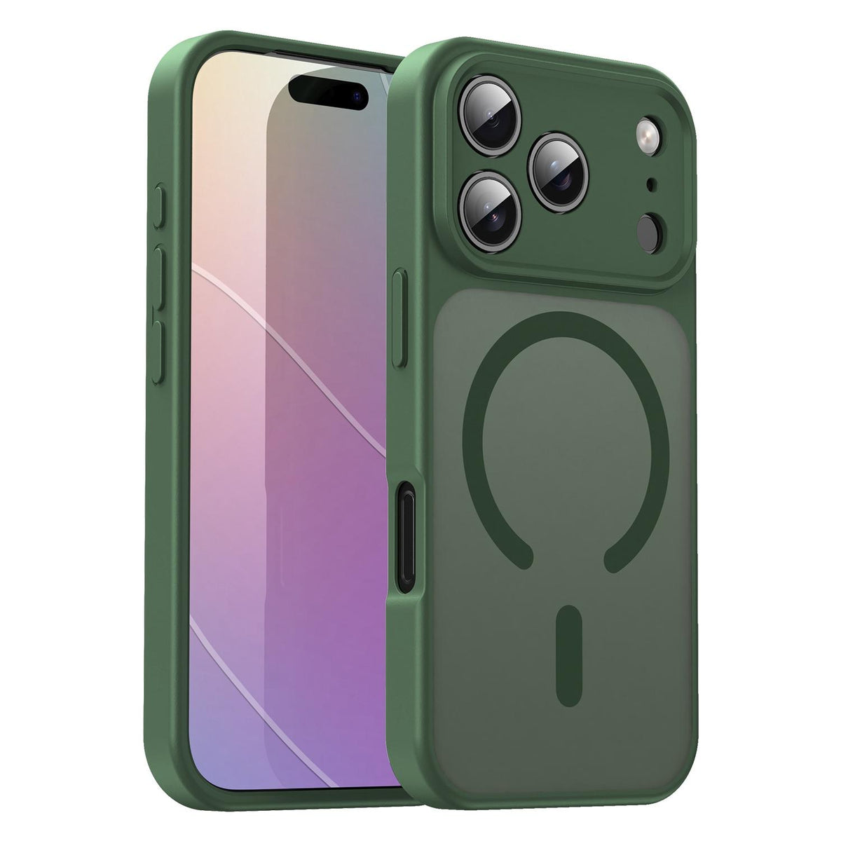 For iPhone 17 Pro Fanying Series Precision Camera Hole PC Hybrid TPU Translucent Frosted Magnetic Phone Case - Olive Green - EDA009893319D