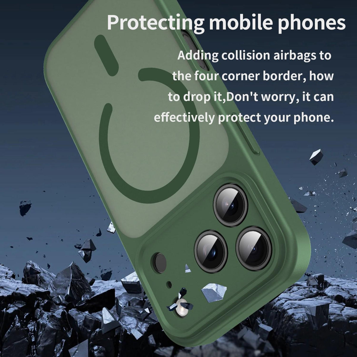 For iPhone 17 Pro Fanying Series Precision Camera Hole PC Hybrid TPU Translucent Frosted Magnetic Phone Case - Olive Green - EDA009893319D