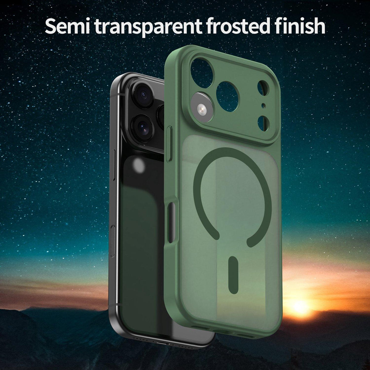 For iPhone 17 Pro Fanying Series Precision Camera Hole PC Hybrid TPU Translucent Frosted Magnetic Phone Case - Olive Green - EDA009893319D