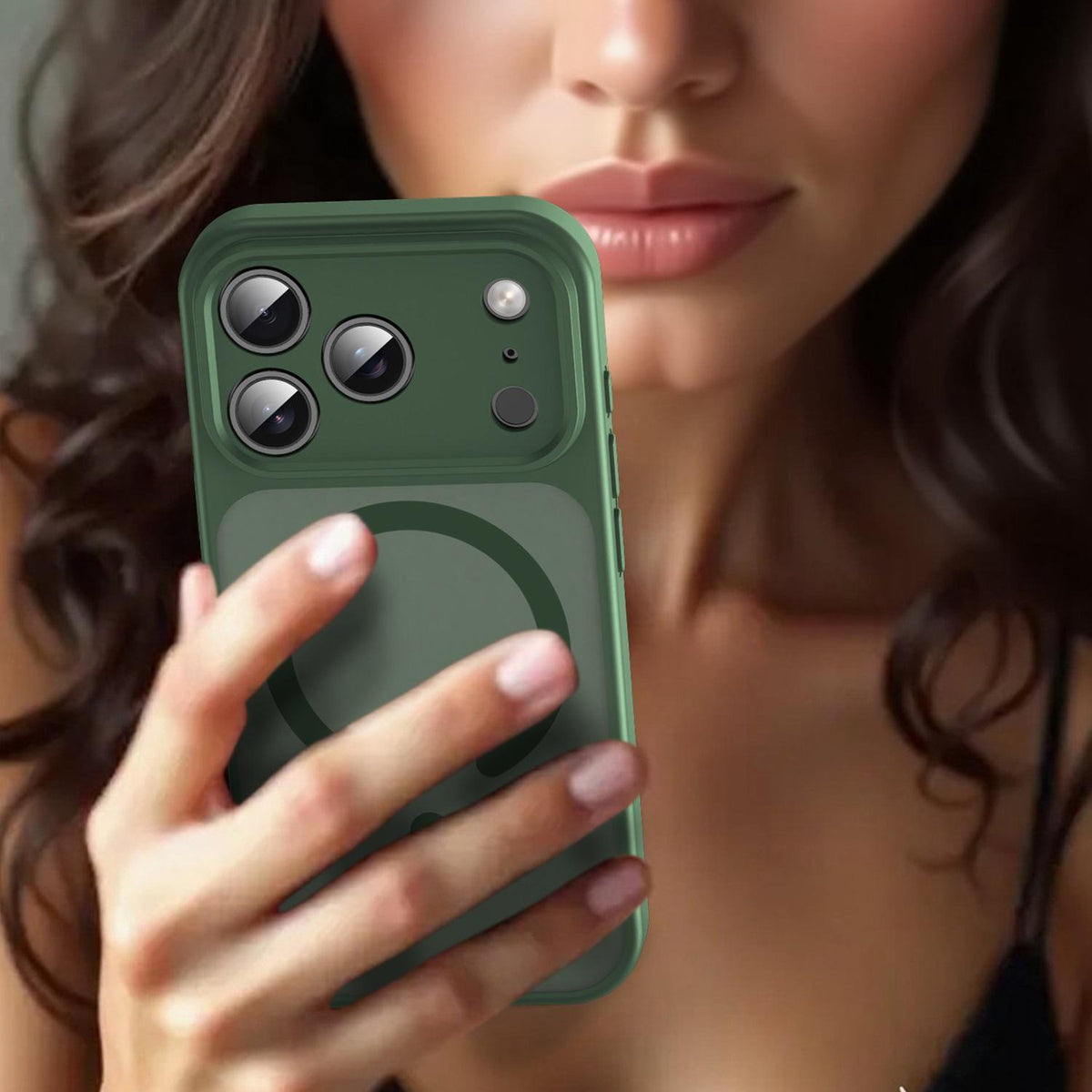 For iPhone 17 Pro Fanying Series Precision Camera Hole PC Hybrid TPU Translucent Frosted Magnetic Phone Case - Olive Green - EDA009893319D