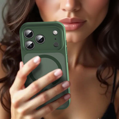 For iPhone 17 Pro Fanying Series Precision Camera Hole PC Hybrid TPU Translucent Frosted Magnetic Phone Case - Olive Green - EDA009893319D