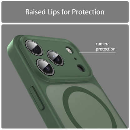 For iPhone 17 Pro Fanying Series Precision Camera Hole PC Hybrid TPU Translucent Frosted Magnetic Phone Case - Olive Green - EDA009893319D