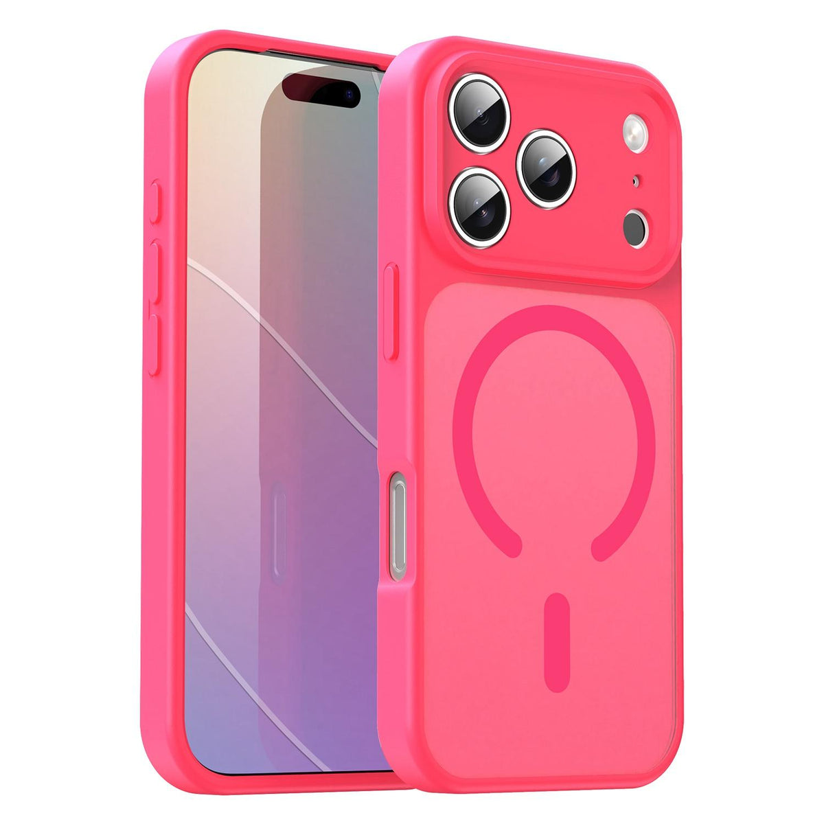 For iPhone 17 Pro Fanying Series Precision Camera Hole PC Hybrid TPU Translucent Frosted Magnetic Phone Case - Rose Red - EDA009893319E