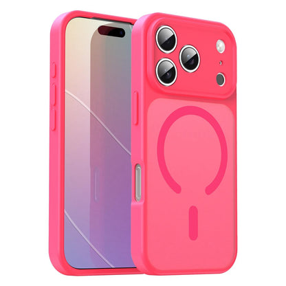 For iPhone 17 Pro Fanying Series Precision Camera Hole PC Hybrid TPU Translucent Frosted Magnetic Phone Case - Rose Red - EDA009893319E