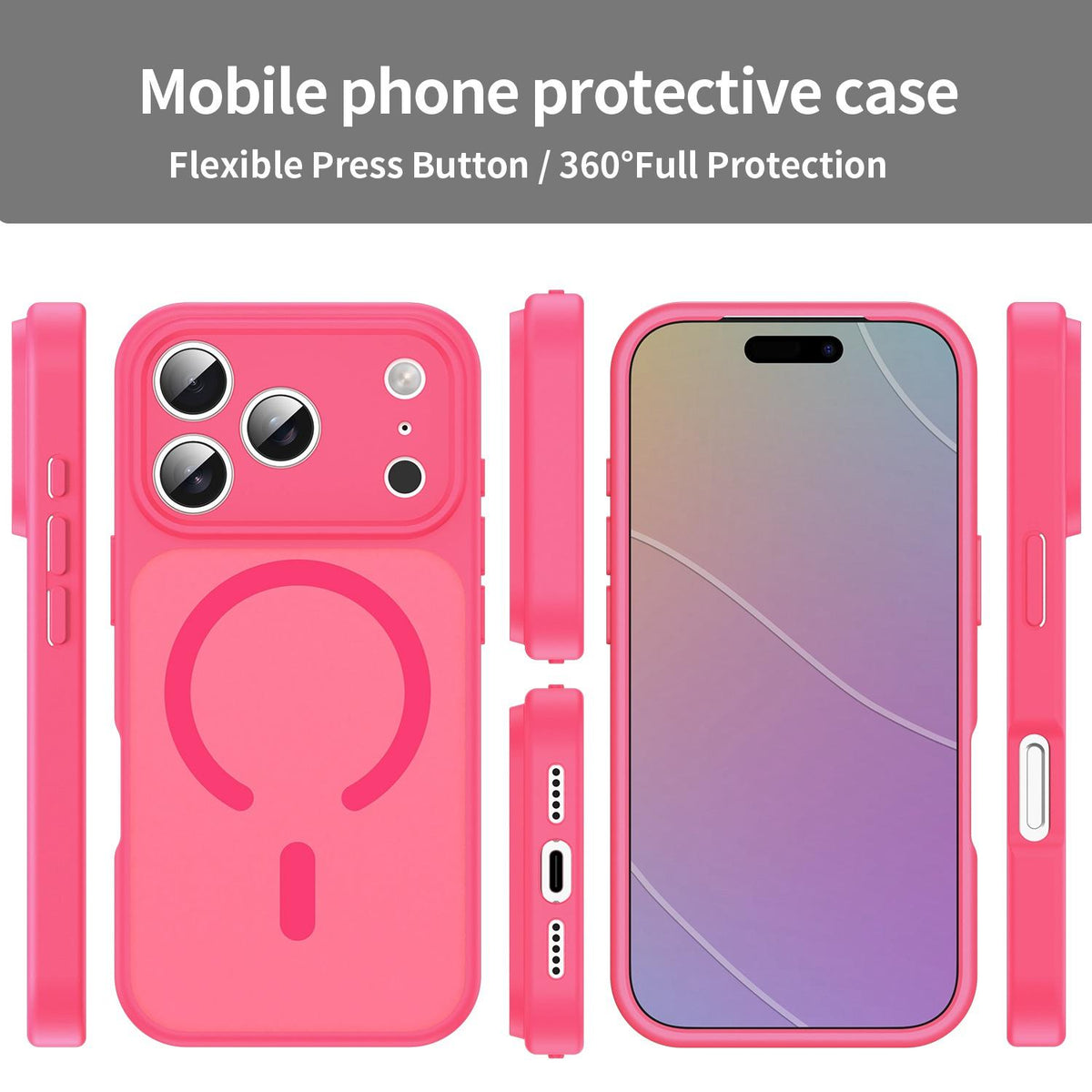 For iPhone 17 Pro Fanying Series Precision Camera Hole PC Hybrid TPU Translucent Frosted Magnetic Phone Case - Rose Red - EDA009893319E