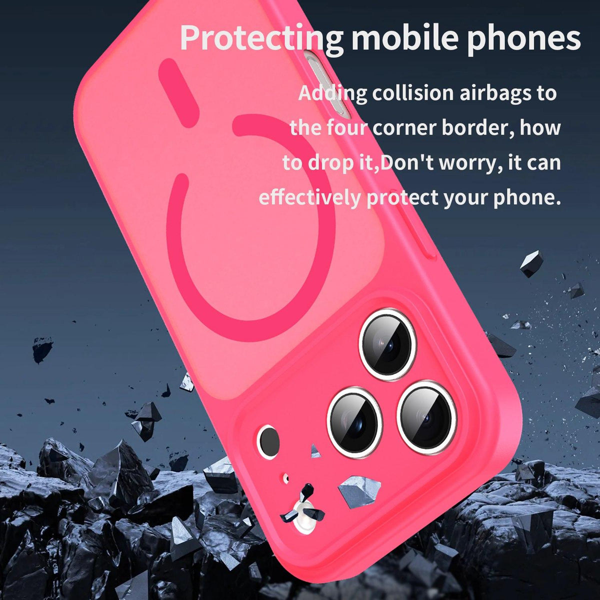 For iPhone 17 Pro Fanying Series Precision Camera Hole PC Hybrid TPU Translucent Frosted Magnetic Phone Case - Rose Red - EDA009893319E