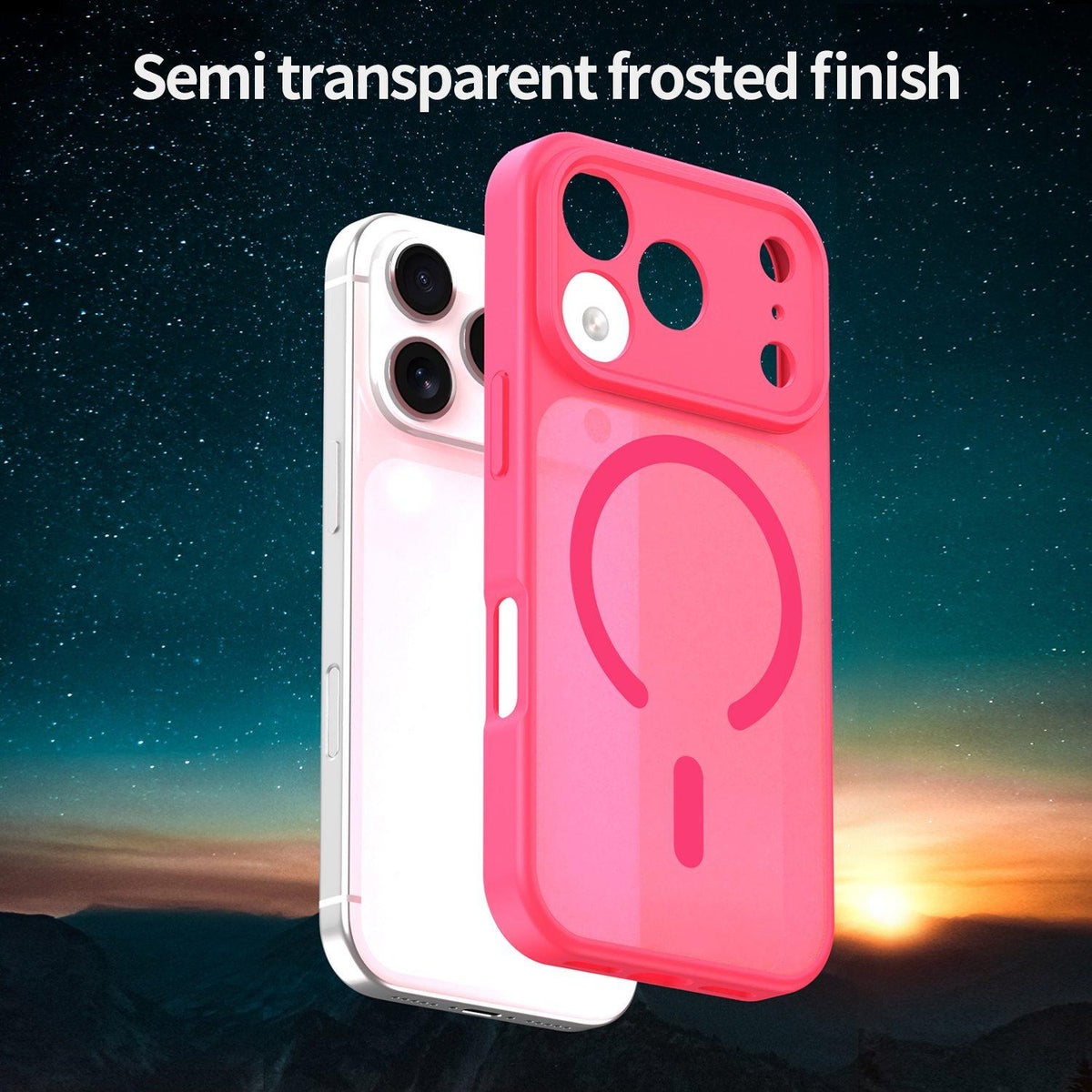 For iPhone 17 Pro Fanying Series Precision Camera Hole PC Hybrid TPU Translucent Frosted Magnetic Phone Case - Rose Red - EDA009893319E