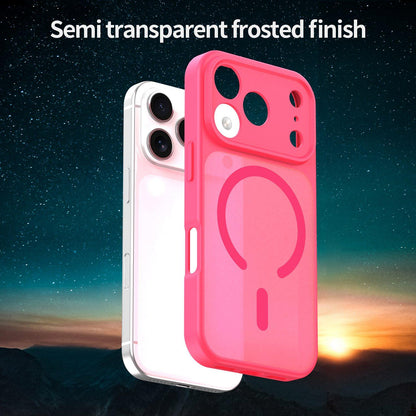 For iPhone 17 Pro Fanying Series Precision Camera Hole PC Hybrid TPU Translucent Frosted Magnetic Phone Case - Rose Red - EDA009893319E