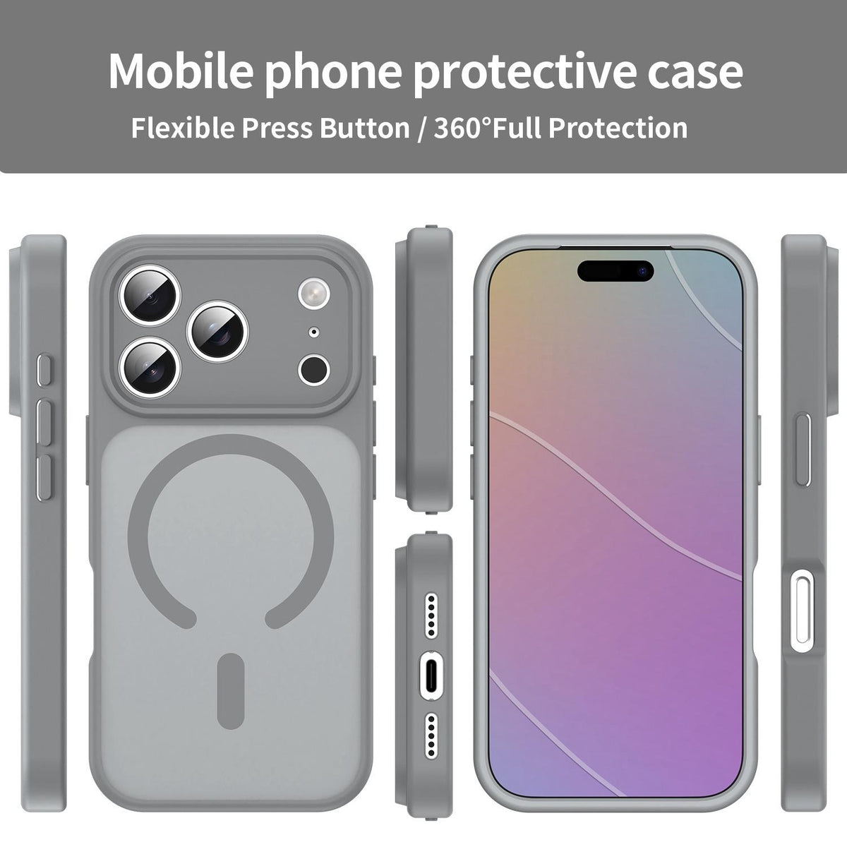 For iPhone 17 Pro Fanying Series Precision Camera Hole PC Hybrid TPU Translucent Frosted Magnetic Phone Case - Silver Grey - EDA009893319F